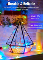 Minetom Fairy Lights Battery Operated, 33Feet 100 LEDs Mini Battery Powered String Lights, Waterproof Twinkle Lights Mason Jar Lights for Indoor Home Wedding Christmas Decoration, Multicolor