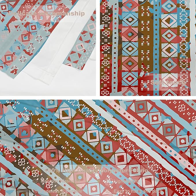 Batmerry Blue Grey Boho Garbage Tapestry, Red Wall Art Hanging Decoration Polyester Fiber White Ruffled Around for Dorm Room Bedroom Living Room, 59.1x39.4 inches