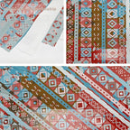 Batmerry Blue Grey Boho Garbage Tapestry, Red Wall Art Hanging Decoration Polyester Fiber White Ruffled Around for Dorm Room Bedroom Living Room, 51.2x59.1 inches