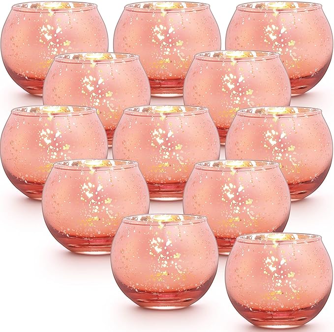 LAMORGIFT 36 Pcs Rose Gold Votive Candle Holders- Rose Gold Party Decorations for Wedding, Bridal Shower Decorations, Engagement, Sweet 16 Birthday Party Table Centerpieces, Mother's Day Decoration