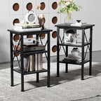 VECELO Modern Nightstands X-Design Side End Table Night Stand with Storage Shelf for Bedroom,Living Room,