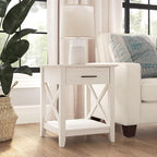 Bush Home End Table with Drawer, Nightstand with Storage, Living Room and Bedroom Furniture, Key West Collection, Linen White Oak