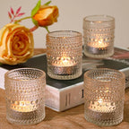 24 Pcs Votive Candle Holders, Clear Glass Candle Holders Bulk for Table Centerpiece, Tea Lights Candle Holders for Wedding Shower, Party and Home Decor