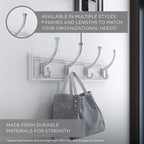 Liberty 129849 18-Inch Coat and Hat Hook Rail/Rack with 4 Heavy Duty Hooks, White and Satin Nickel