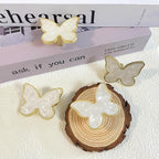 6 pcs Butterfly Shape Knobs Handle Gold Cabinet Knobs Decoration Door Handle Single Hole Handles Cabinet Drawer Dresser Kitchen Wardrobe Furniture Hardware Pulls (White)
