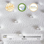 King Mattress, 12 Inch Hybrid Mattress in a Box, Memory Foam and Individual Pocket Springs, Fiberglass Free, Soft and Breathable, Medium Firm Feel