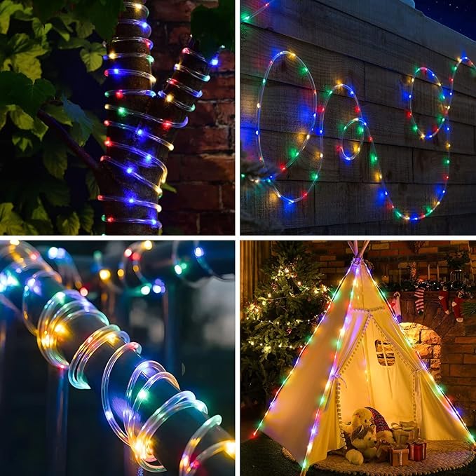 Color Changing Rope Lights String Lights for Bedroom, Battery Powered Light Strip 40ft 8 Modes Hanging Fairy Lights with Remote for Camping Halloween Christmas, 2 Pack