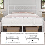 Yaheetech Full Size Metal Platform Bed Frame with Simple Headboard and Footboard, Mattress Foundation for Under Bed Storage, Steel Slat Support, No Box Spring Needed, Easy Assembly, White