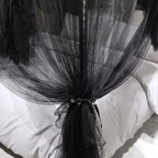 Joyreap 4 Corners Post Canopy Bed Curtain Black- King Size Royal Luxurious Cozy Drapes Netting- Elegant Bedroom Decoration Accessories for Adults