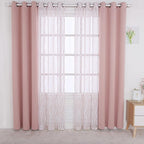 BONZER Mix and Match Curtains - 2 Pieces Branch Print Sheer Curtains and 2 Pieces Blackout Curtains for Bedroom Living Room Grommet Window Drapes, 37x63 Inch/Panel, Blush, Set of 4 Panels