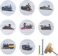 8Pack1.8 Wooden Vintage Train Steam Engine Knob Cabinet Handles Kid's Nursery Room Furniture Dresser Drawer Pulls Knobs