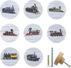 8Pack1.8 Wooden Vintage Train Steam Engine Knob Cabinet Handles Kid's Nursery Room Furniture Dresser Drawer Pulls Knobs