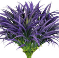 Ouddy Decor 20 Pcs Fake Outdoor Plants Artificial Grass Greenery Stems Faux Plastic Plants UV Resistant for Indoor Outside Garden Hanging Planter Pathway Porch Patio Window Box Home Decor, Purple