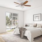 Honeywell Ceiling Fans Glen Alden, 52 Inch Classic Flush Mount Indoor LED Ceiling Fan with Light, Pull Chain, Quick-2-Hang Dual Finish Blades, Reversible Motor - 50182 (Brushed Nickel)