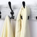 Dseap Coat Rack Wall - Heavy-Duty 38-1/4" Long, with Reinforced 10 Custom Tri-Hooks, Solid Wood Wall Hanger for Coats Hat Jackets - Rustic Farmhouse Entryway Storage, White & Black, Pack of 2