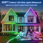 zoegi 500ft Outdoor LED Strip Lights Waterproof,Music Sync RGB IP68 Outside Led Light Strips Waterproof with App and Remote,Exterior Led Rope Lights for Deck,Balcony,Roof,Garden,Pool (500FT)
