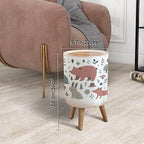 Small Trash Can with Lid Hand Drawn Colored Children s Set Cute Forest Animals Scandinavian Garbage Bin Pet Proof Waste Basket for Kitchen Bathroom Office Bedroom Decorative 1.8 Gallon