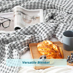 Bedsure Cooling Cotton Waffle King Size Blanket - Lightweight Breathable Summer Blanket of Rayon Derived from Bamboo for Hot Sleepers, Luxury Throws for Bed, Couch and Sofa, Grey, 104x90 Inches