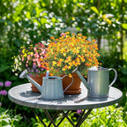 12 Bundles Artificial Fall Flowers for Outdoors, Artificial Plants UV Resistant Fall Fake Mums Plants for Outside Halloween Christmas Porch Decoration ecorations (Orange)