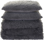 Full Size Luxury Faux Fur Comforter Set - Soft & Breathable 7-Piece Bedding Collection - 1 Comforter, 1 Fitted Sheet, 1 Flat, 2 Pillowcases, 2 Pillow Shams - Deep Pocket - Premium Quality, Dark Gray