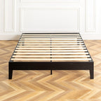 Mellow Naturalista Grand 12 Inch Solid Wood Platform Bed with Wooden Slats, Easy Assembly, Full, Black
