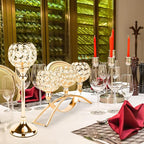 Gold Crystal Candle Holders Decorative Candelabra 3 Arms Candlesticks Holder Table Centerpiece Center Pieces Decoration for Dining Table Home Decor, Wedding, Party, Anniversary