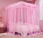 Mengersi Canopy Bed Curtains Queen Size,Bed Canopy for Girls Princess Bed Canopies Drapes Mosquito Net -Bedroom Decor,Pink