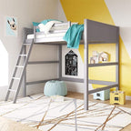 Dorel Living Denver Bed for Kids, Full Size Wood Frame, Gray Loft