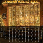 suddus Curtain Lights for Bedroom, 200 Led Hanging String Light Outdoor, Fairy Curtain Lights Indoor for Christmas, Dorm, Wall, Backdrop, Window, Wedding, Party, Birthday Decor, Warm White