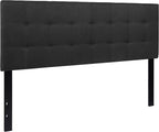 Flash Furniture Bedford Tufted Upholstered Headboard for Queen Size Bed, Contemporary Fabric Tufted Headboard with Adjustable Height, Black