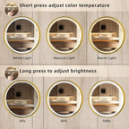 Hasipu 24 Inch Round LED Mirror for Bathroom with Lights, Gold Circle Vanity Mirror for Wall, Metal Framed Frontlit Bathroom Lighted Mirrors Anti-Fog, Dimmable, 3 Colors Makeup Mirror Wall Mounted