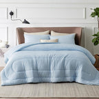 Bedsure King Comforter Set - Cooling and Warm Bed Set, ICY Blue Reversible Bedding for All Season, 3 Pieces, 1 King Size Comforter (102"x90") and 2 Pillow Cases (20"x36")