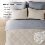 Bedsure King Size Comforter Set - 7 Pieces Reversible Beige Bedding, King Size Bed Set for All Seasons, Bed in a Bag with Down Alternative Comforter, Sheets, Pillowcases & Shams