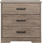 Prepac Rustic Ridge Farmhouse Nightstand Bedside Table, Brown Nightstand for Bedroom, End Table with 3 Drawers 16.25"D x 27.5"W x 26.75"H