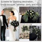 Ouddy Decor 50 Pcs Artificial Black Roses Bulk Realistic Fake Silk Flowers with Long Stems for Fall Halloween Wedding Bridal Bouquet DIY Table Centerpieces Arrangement Valentines Home Decor