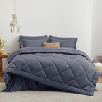 Love's cabin Full Comforter Set Navy Blue, 7 Pieces Full Bed in a Bag, All Season Bedding Sets with 1 Comforter, 1 Flat Sheet, 1 Fitted Sheet, 2 Pillowcase and 2 Pillow Sham
