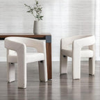 Modern Barrel Dining Chairs Set of 6, Velvet Upholstered Accent Side Chair with Arms Comfy Makeup Vanity Chairs, Dining Living Room Kitchen Chairs, Beige