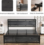 LIKIMIO California King Bed Frame with Headboard and Footboard, Metal Strong Supports, Easy Assembly, Noise-Free, No Box Spring Needed, Charcoal Grey