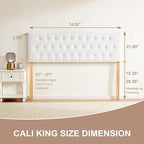Tufted Upholstered Headboard California King, Sturdy and Durable Solid Wood Bed headboard, Fabric Headboard Adjustable Height from 37” to 51”, Button Diamond Design Head Board, White