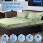DREAMCARE King Size Sheets Set – 6 pcs Cooling Bed Sheets – up to 15” Deep Pocket King Sheet Set – 2500 Supreme Collection – Extra Soft 100% Brushed Microfiber Hotel Luxury with Side Pocket – S Green