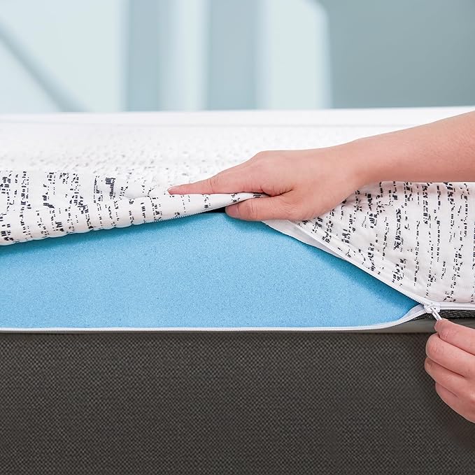 Subrtex Mattress Topper Cover King Size 3 Inch (Only Cover) Mattress Topper Protector Bedding Removable Encasement with Zipper Closure