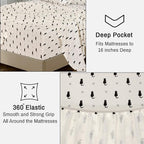 RUVANTI Flannel Sheets Split King Size - 100% Cotton Brushed Split King Bed Sheets Set, Deep Pockets 16 Inches, All Seasons Breathable & Extra Soft, Warm & Cozy, 5 Piece, Black Cat