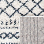 SAFAVIEH Arizona Shag Collection Area Rug - 3'2" Round, Ivory & Slate, Moroccan Design, 1.6-inch Thick, Non-Shedding, Ideal for High Traffic Areas in Living Room, Bedroom, Dining (ASG741M-3R)