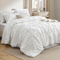 Bedsure King Size Comforter Set White - Bed in a Bag Bedding Set 7 Pieces, GentleSoft™ Pintuck Bed Set Gift for Family, Pinch Pleat White Comforter with Sheets, Pillowcases & Shams