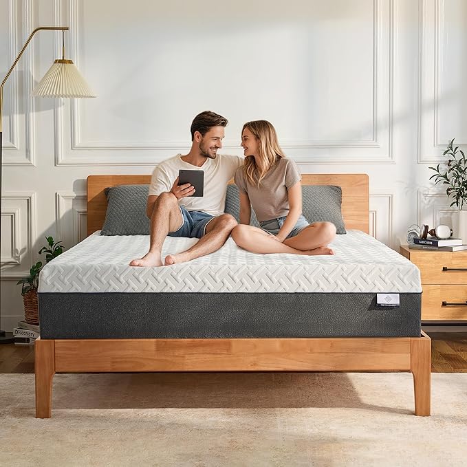 10 Inch Green Tea Memory Foam Mattress, Queen Memory Foam Mattress in a Box, Gel Infused Foam for Pressure Relief and Cool Sleep, CertiPUR-US Certified, Medium Firm