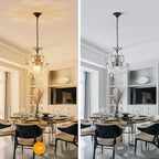 WUZUPS Crystal Chandelier 1-Light Pendant Ceiling Light Modern Lighting Fixture for Bedroom Hallway Bar Kitchen Bathroom, H 15.7" x W 13.8", E12 Base, Black