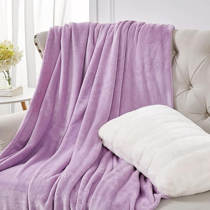 Walensee Fleece Blanket Plush Throw Fuzzy Lightweight (King Size 108x90 Lilac) Super Soft Microfiber Flannel Blankets for Couch, Bed, Sofa Ultra Luxurious Warm and Cozy for All Seasons