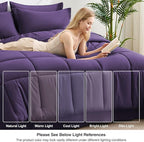 Love's cabin California King Comforter Set Dark Purple, 7 Pieces California King Bed in a Bag, All Season Bedding Sets with 1 Comforter, 1 Flat Sheet, 1 Fitted Sheet, 2 Pillowcase and 2 Pillow Sham