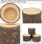 OwnMy Set of 24 Wooden Tea Light Candle Holders Votive Candle Holders, Rustic Wooden Pillar Candle Stands Vintage Tealight Holders Set Candle Centerpieces for Dining Table Wedding Party, 1.6" H