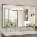 60x36 Inch LED Bathroom Mirror, Black Metal Framed Lighted Mirror for Bathroom, Wall Mouted LED Vanity Mirror with Lights, 3 Colors and Stepless Dimmable, Anti-Fog, Memory